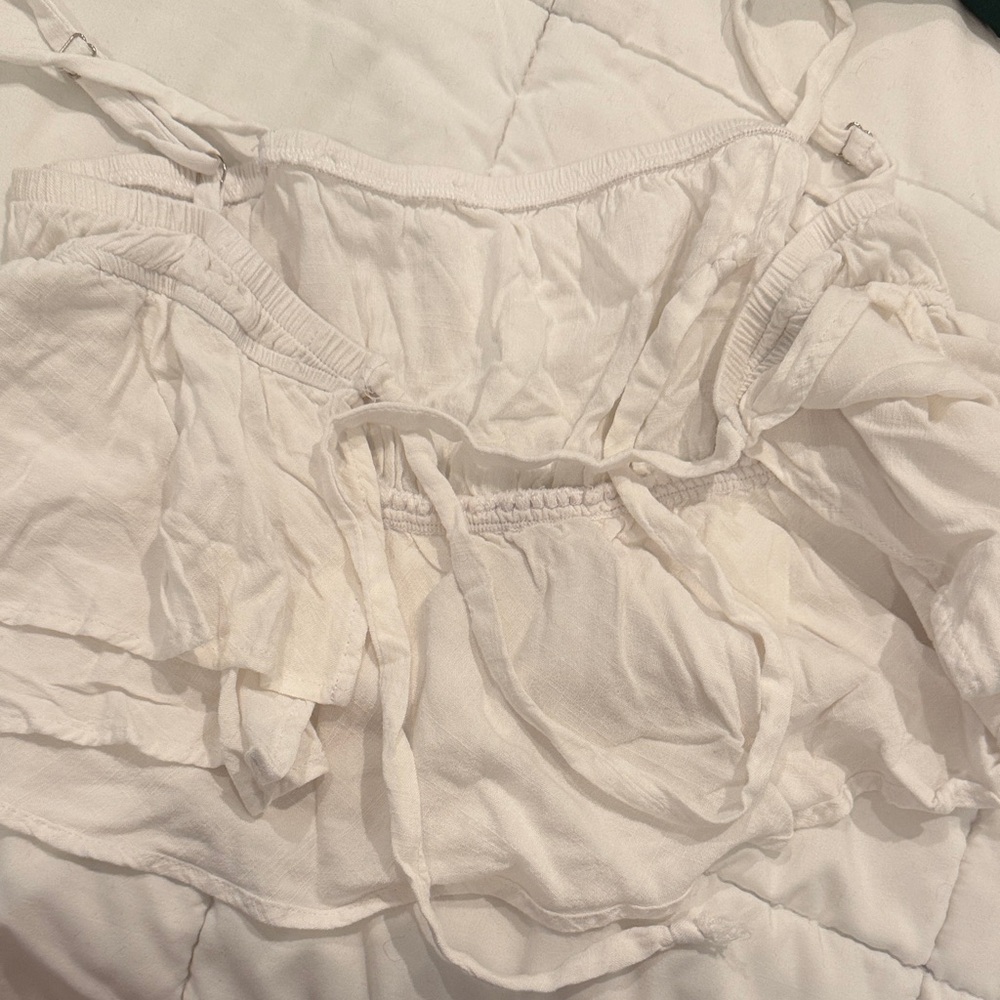 Altar’d State - White Ruffled Crop Top - Picture 2 of 3